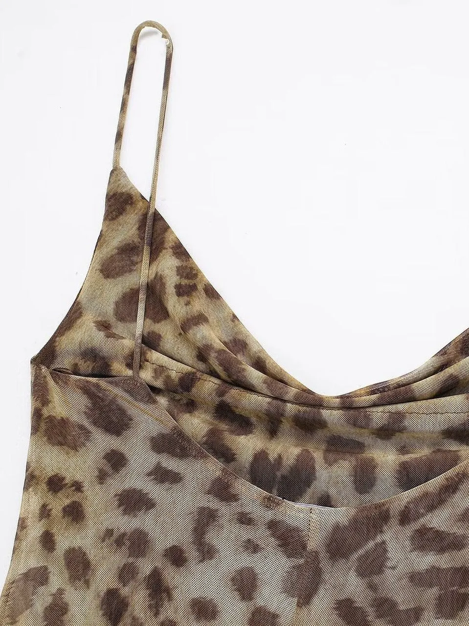 Pre Order:  Leopard Print Silk Mesh Camisole Dress