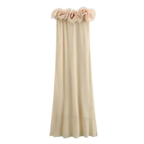 Pre Order:  One Line Collar Flower Knitted Tube Top Dress