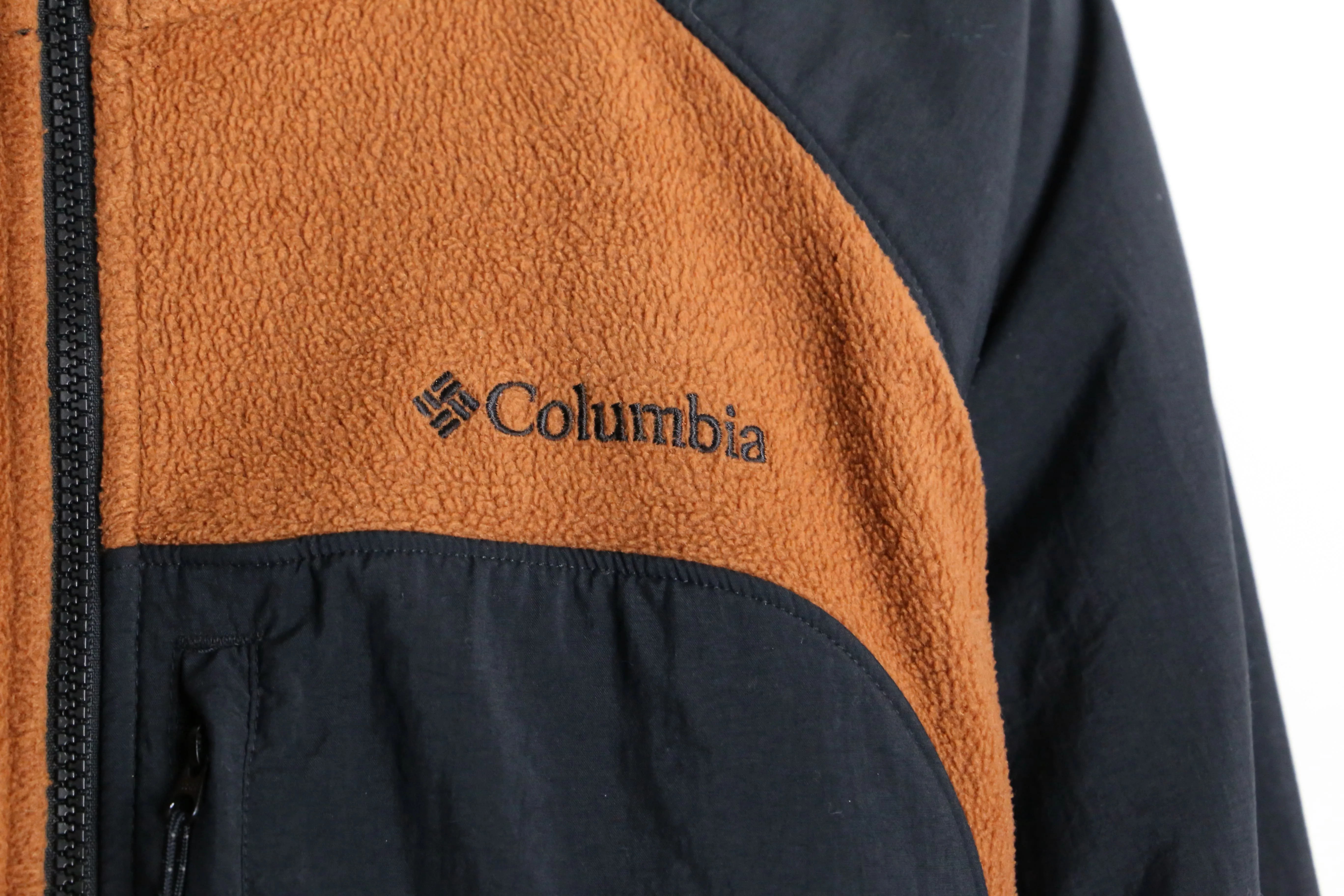 "Columbia" brown × black zip up fleece jacket