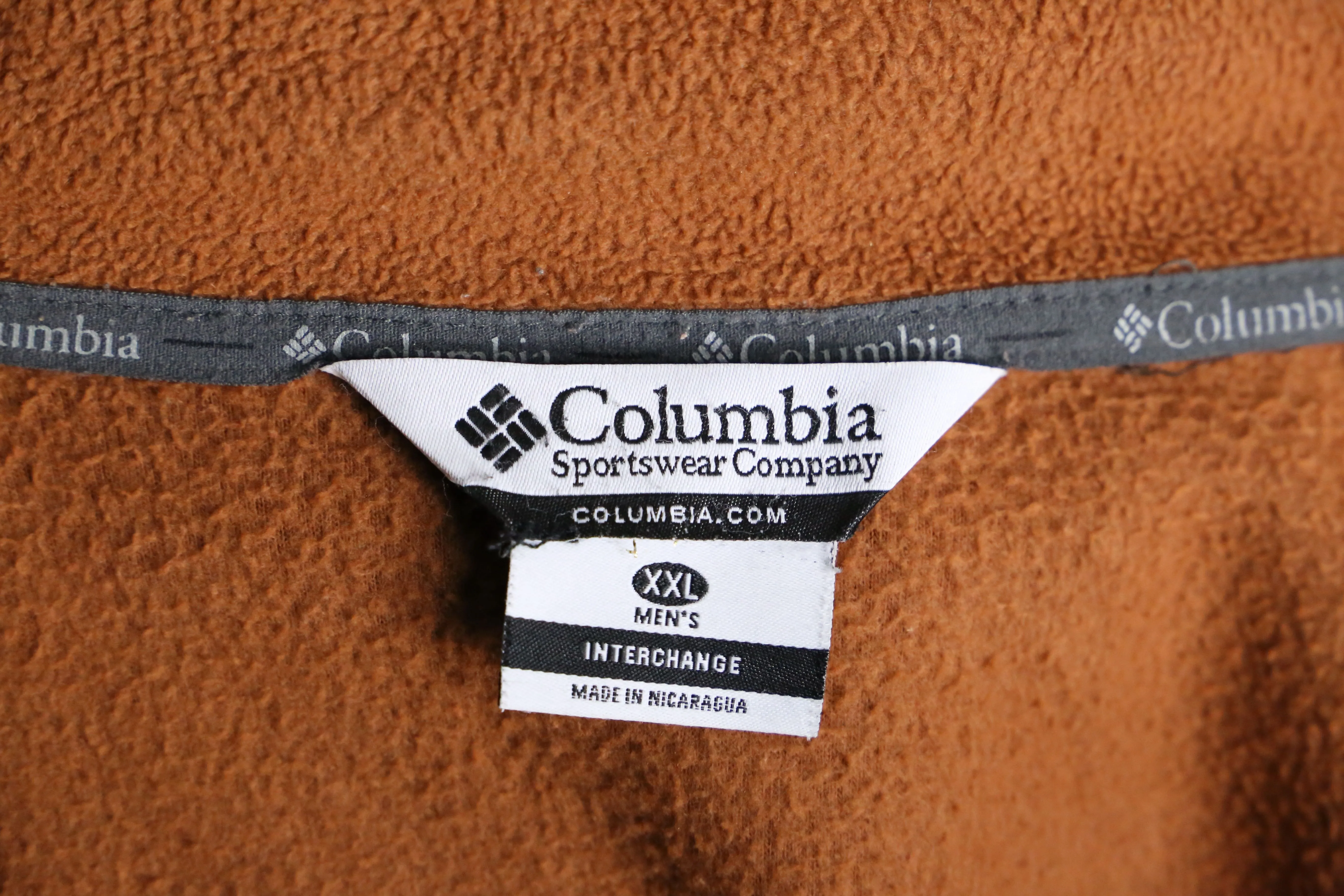 "Columbia" brown × black zip up fleece jacket