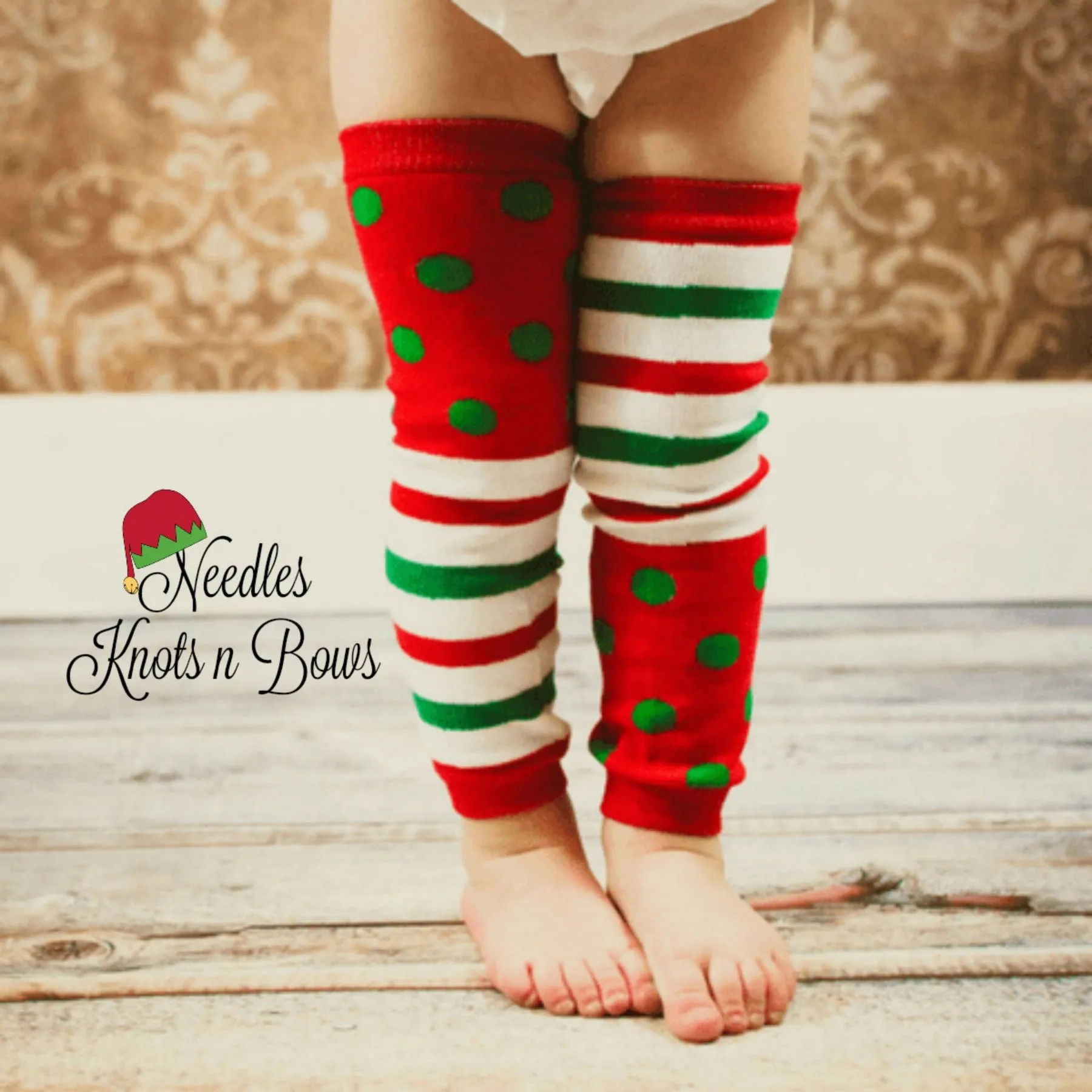 Red and Green Christmas Leg Warmers, Baby Toddler