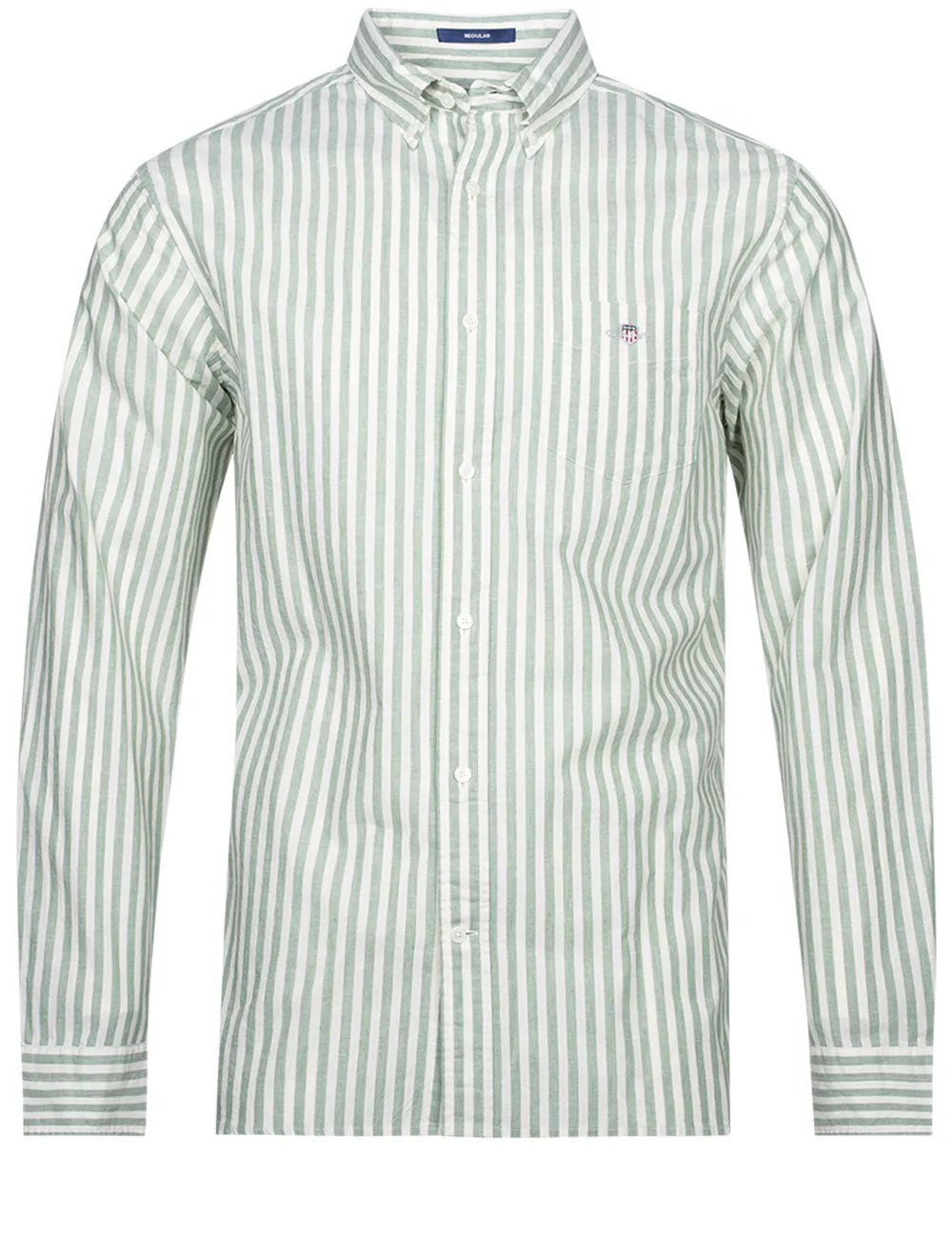 Regular Cotton Linen Stripe Shirt Kalamata Green