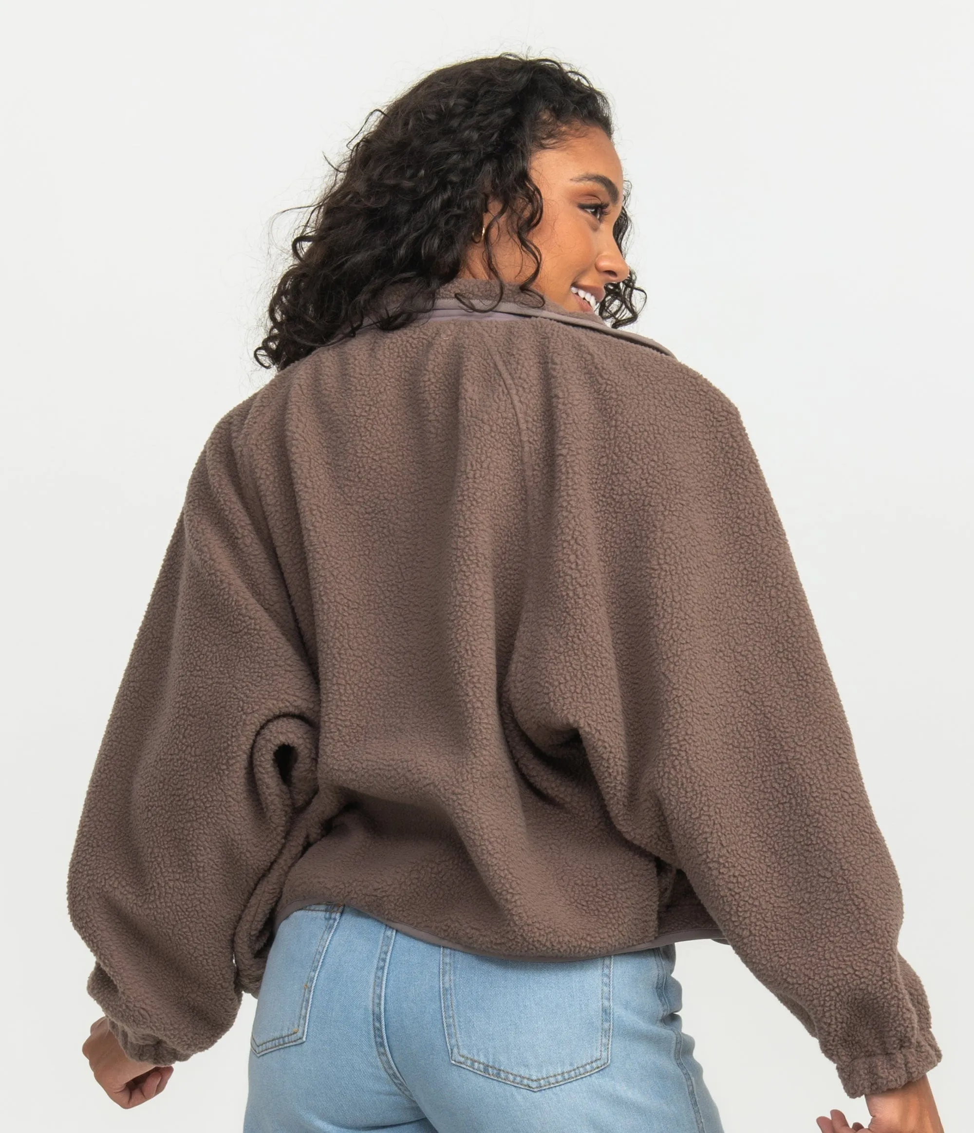 Retro Snap Fleece Jacket - Ember Brown