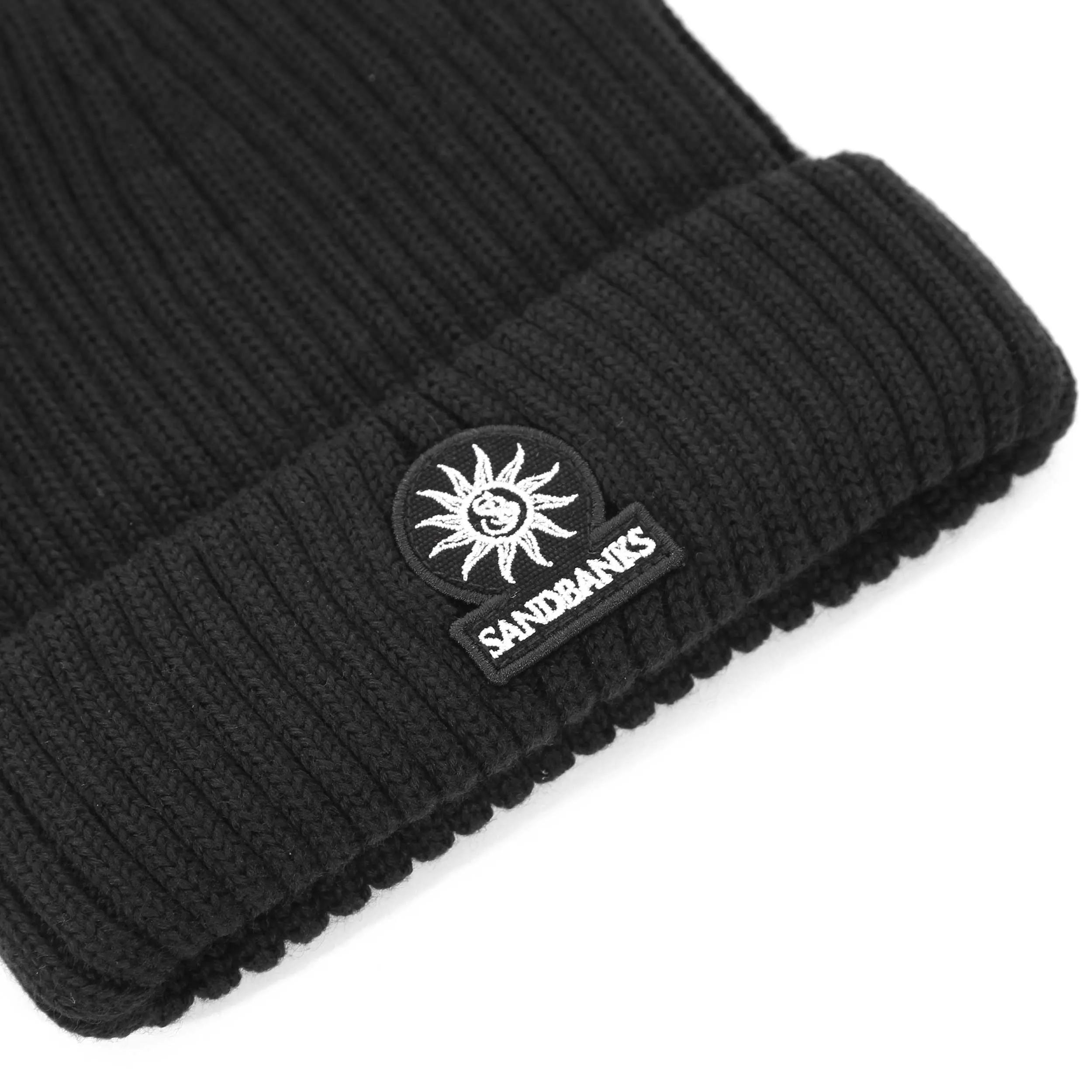 Sandbanks Badge Logo Beanie Hat in Black