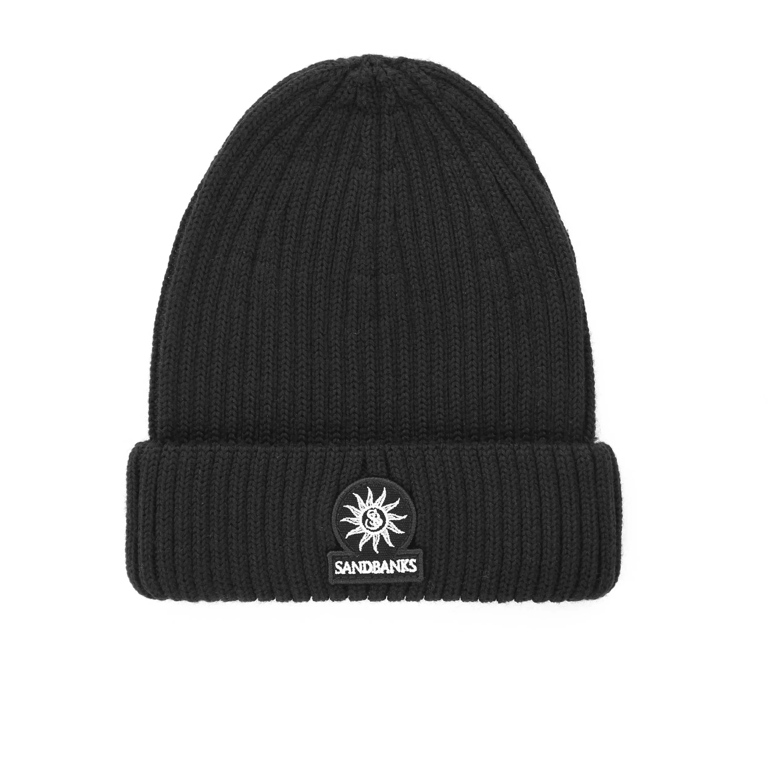 Sandbanks Badge Logo Beanie Hat in Black