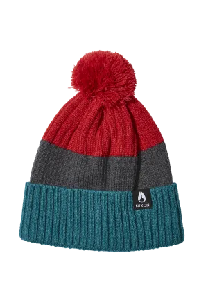 Schrader Pom Beanie - Dark Cedar / Red