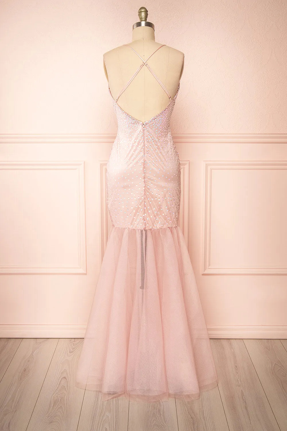 Shatta | Pink Maxi Dress w/ Sequins and Tulle