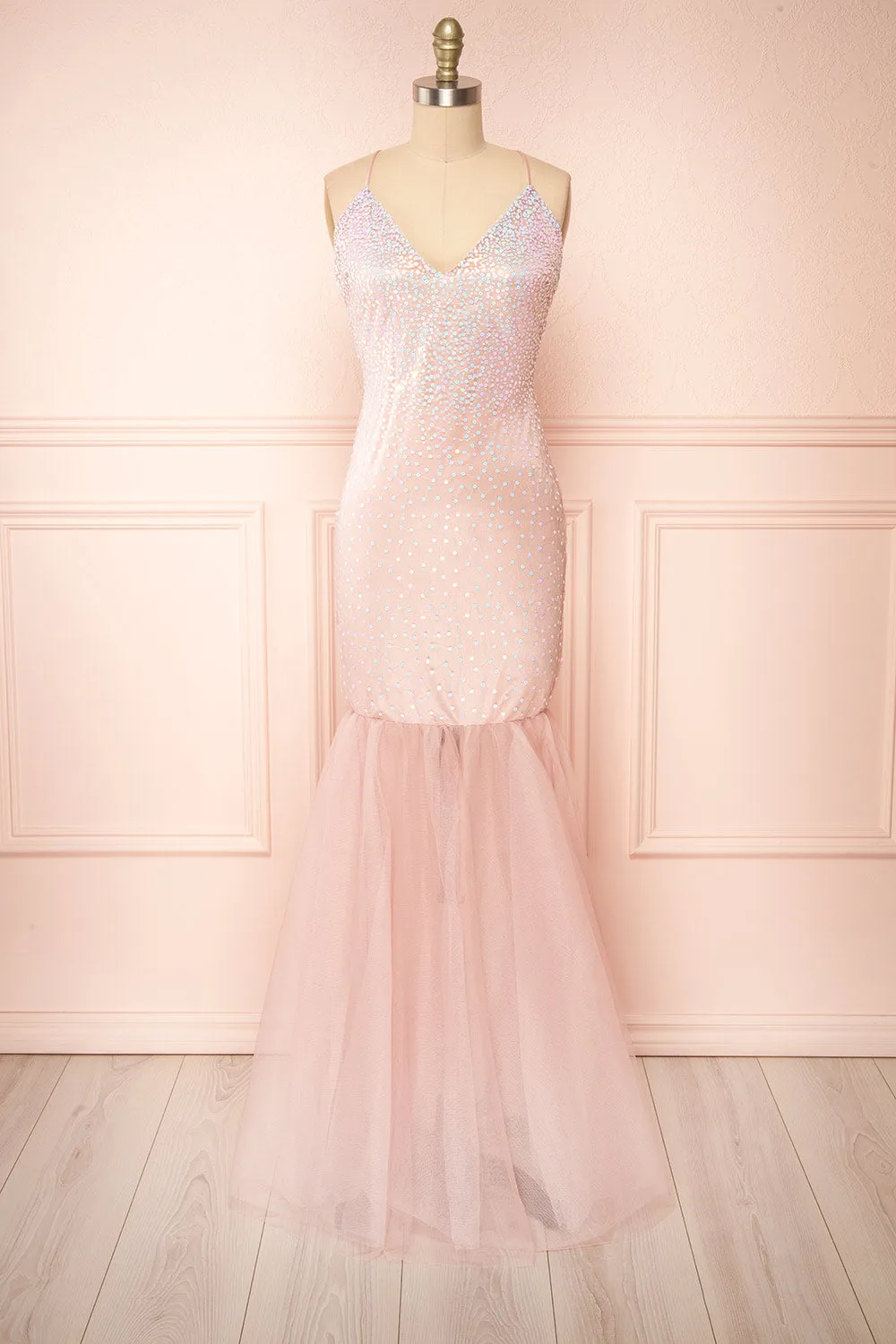 Shatta | Pink Maxi Dress w/ Sequins and Tulle