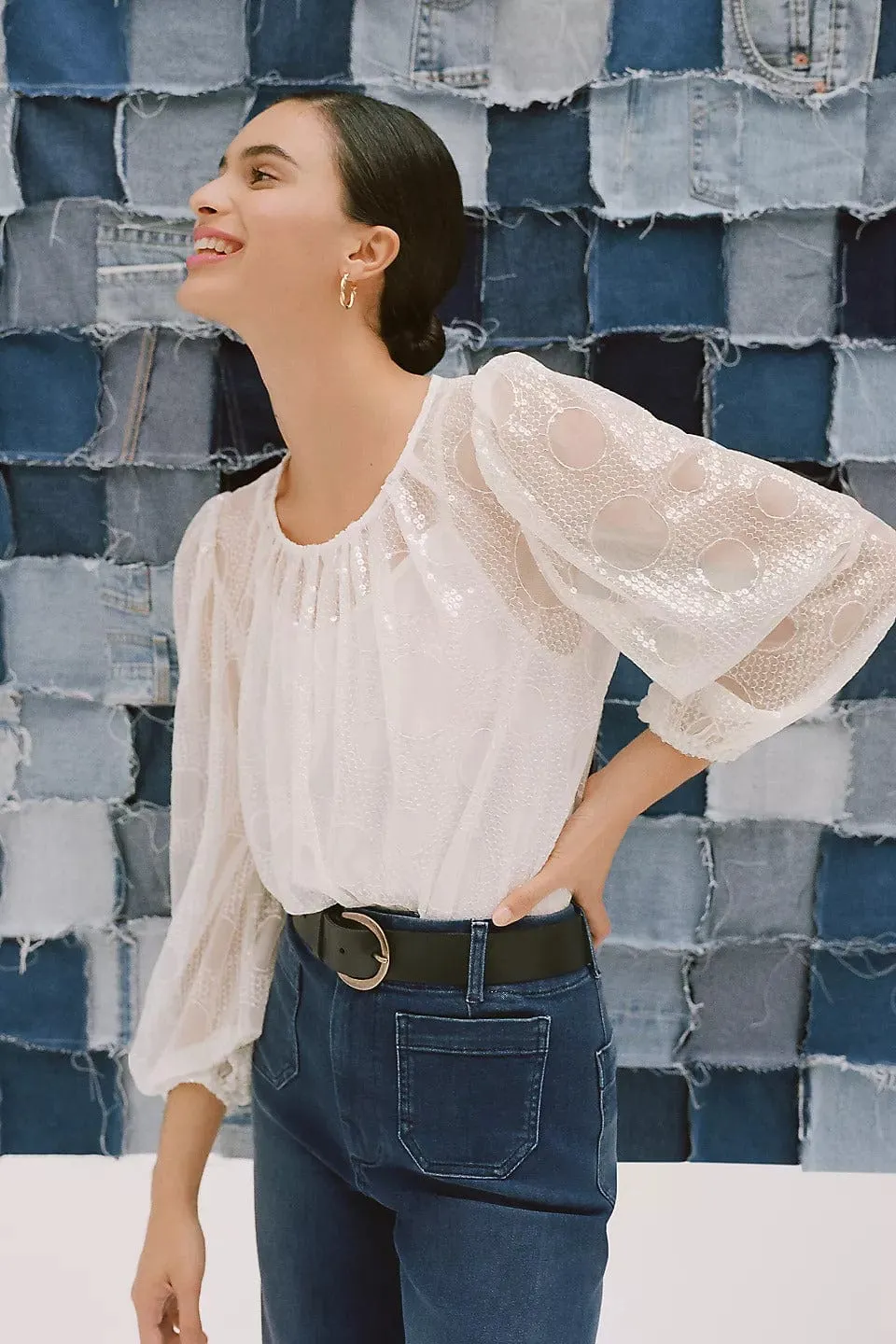 Sheer Sequined Blouse