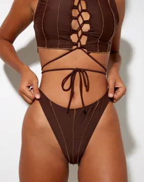 Shira Bikini Bottom in Choco Brown