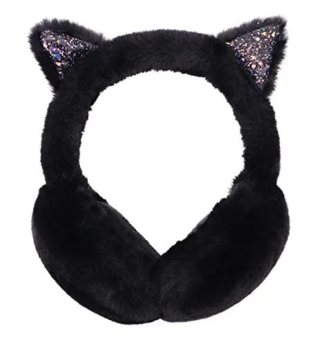 Simplicity Winter Earmuff Women's Soft Plush Foldable Cat Ear Warmers