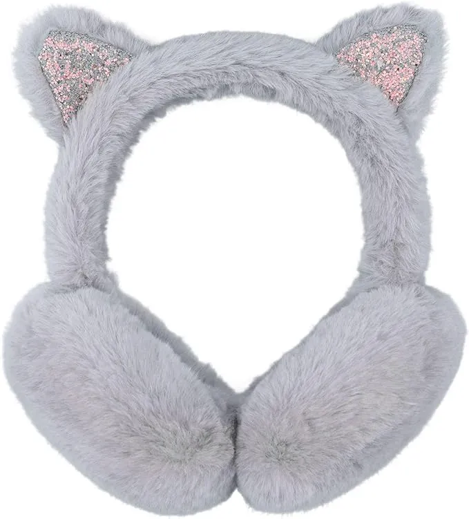 Simplicity Winter Earmuff Women's Soft Plush Foldable Cat Ear Warmers