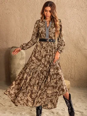 Southwestern Long Sleeve Maxi Dress