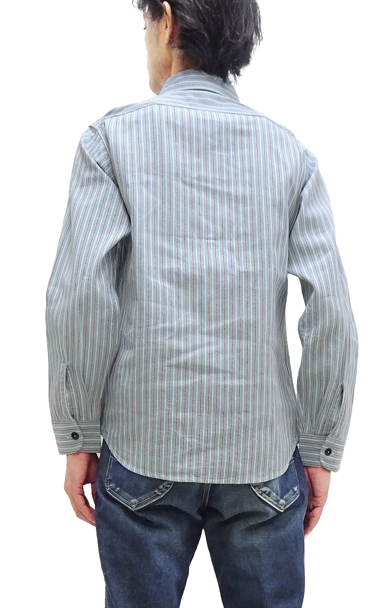 Sugar Cane Dobby Stripe Shirt Men's Mediumweight Long Sleeve Button Up Work Shirt SC29146 125 Blue