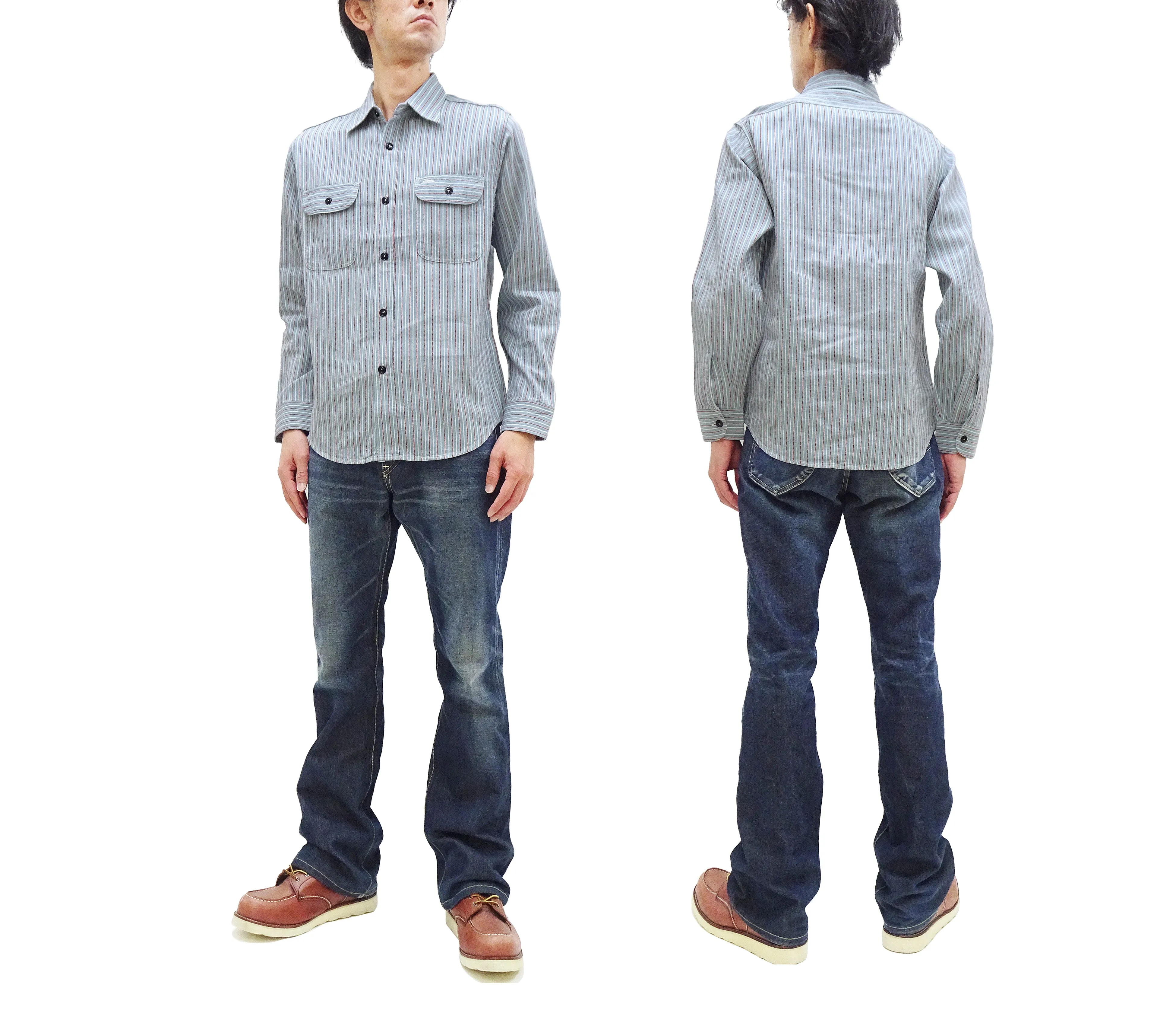 Sugar Cane Dobby Stripe Shirt Men's Mediumweight Long Sleeve Button Up Work Shirt SC29146 125 Blue