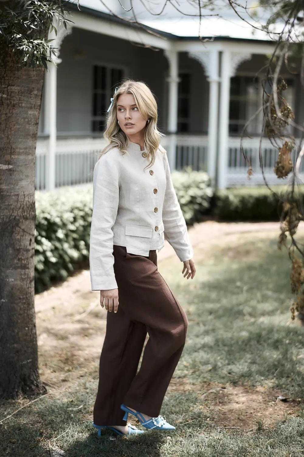 Tailored Linen Pant - Chocolate