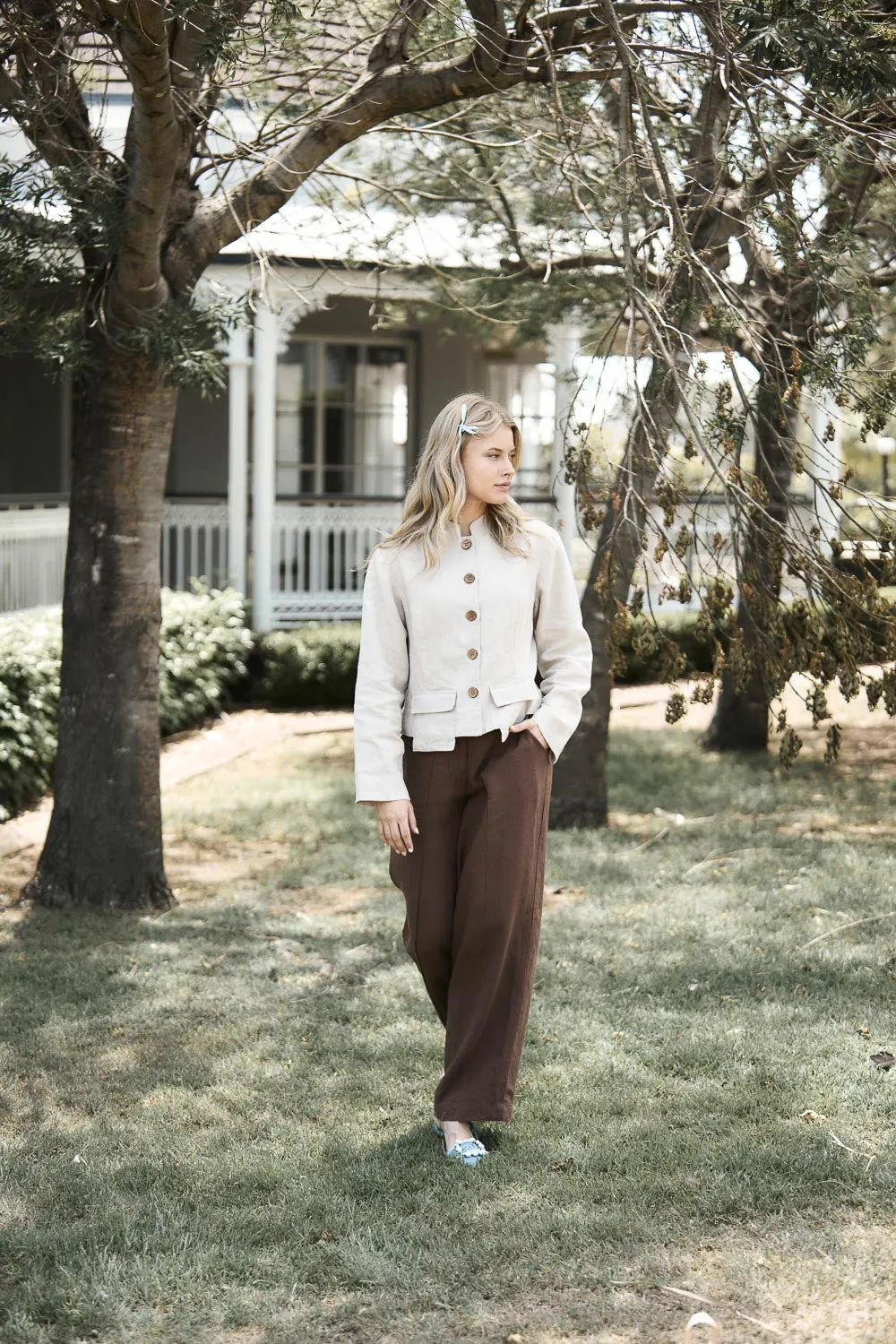 Tailored Linen Pant - Chocolate