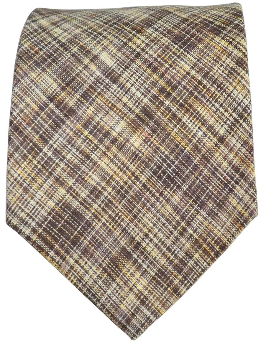 Tan Patterned Cotton/Linen Blend Necktie