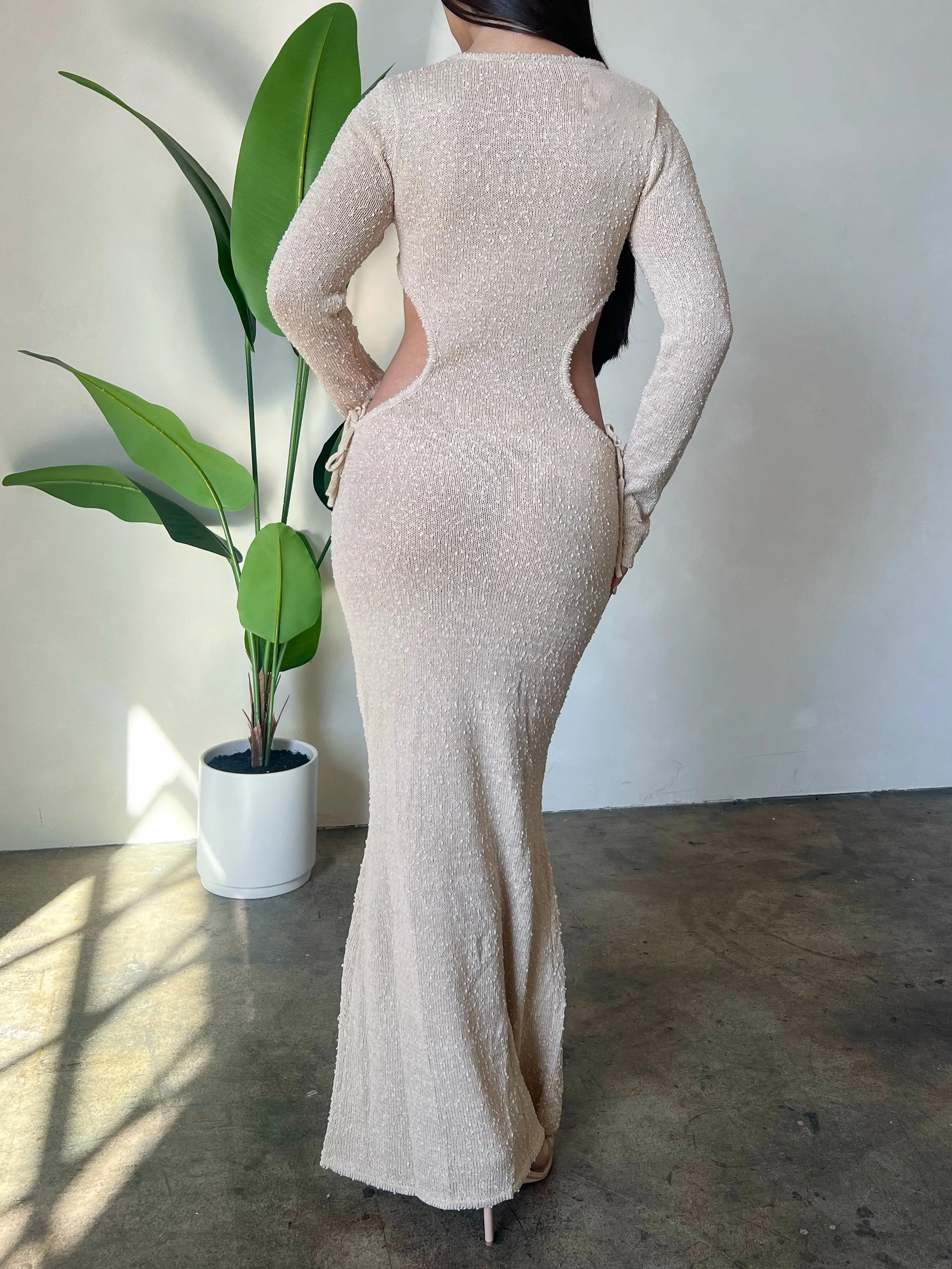 Tori Long Sleeve Maxi Dress (Natural)