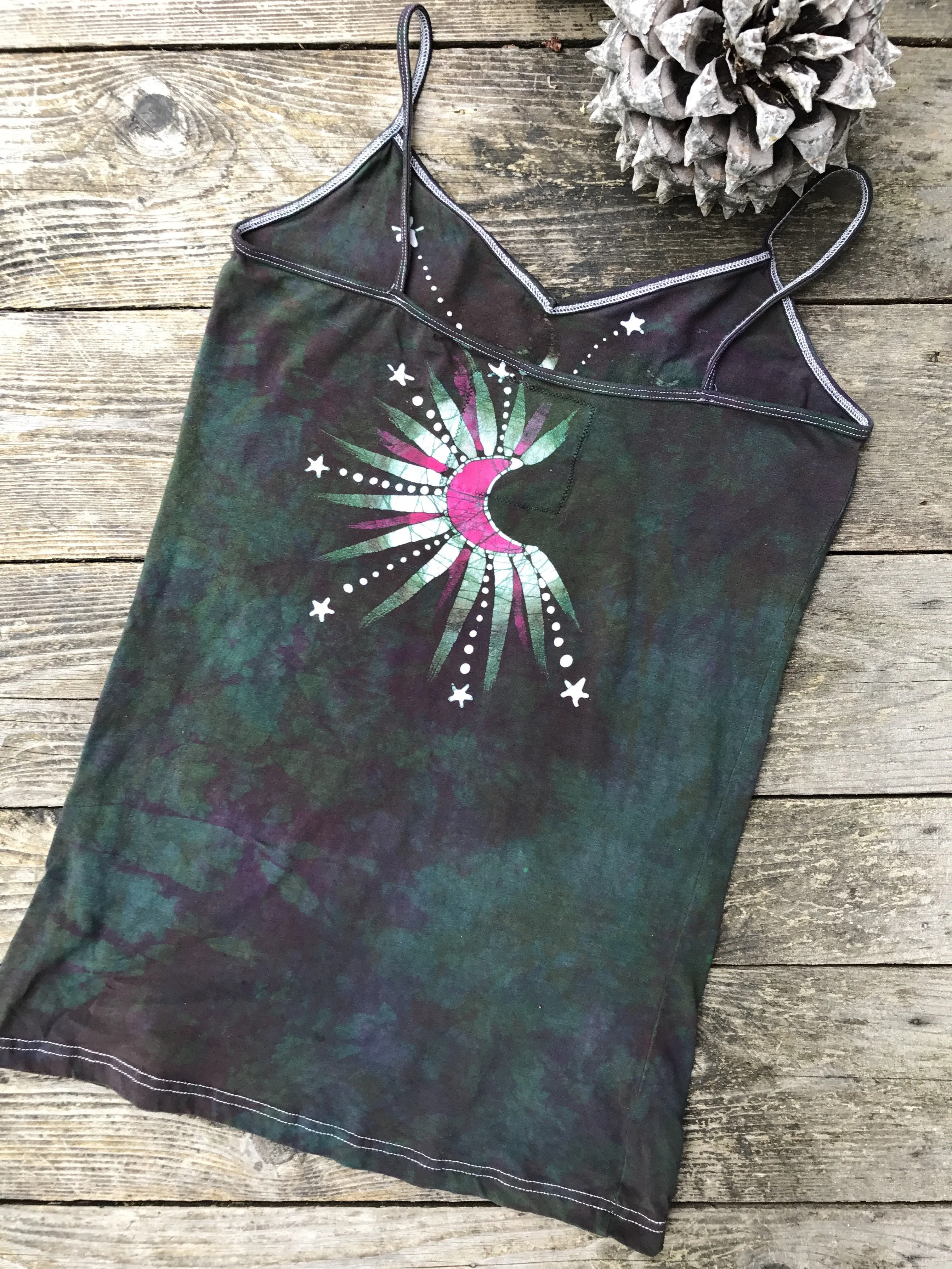 Tourmaline Temptation Moon and Star Stretchy Long Batik Camisole