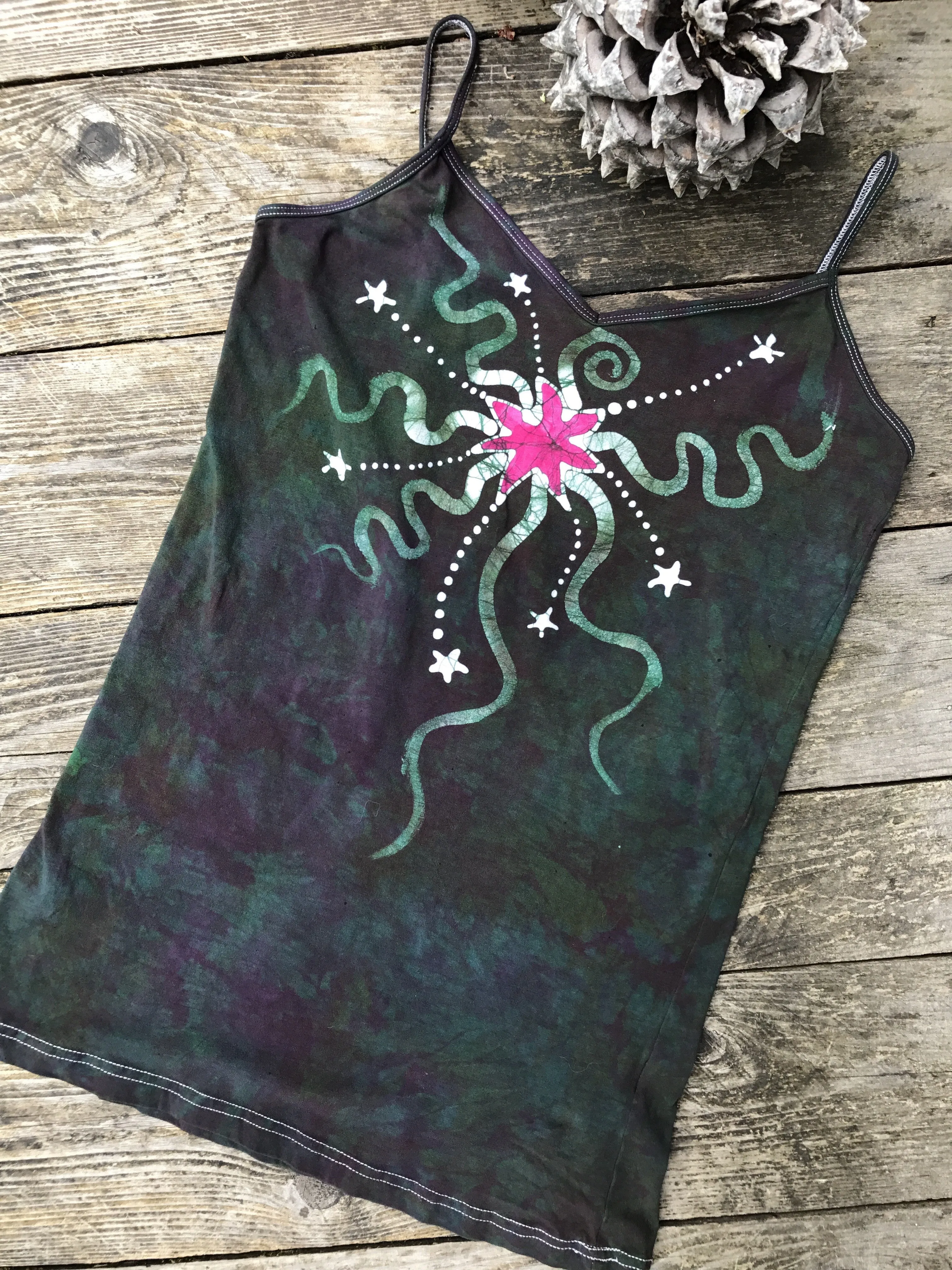 Tourmaline Temptation Moon and Star Stretchy Long Batik Camisole