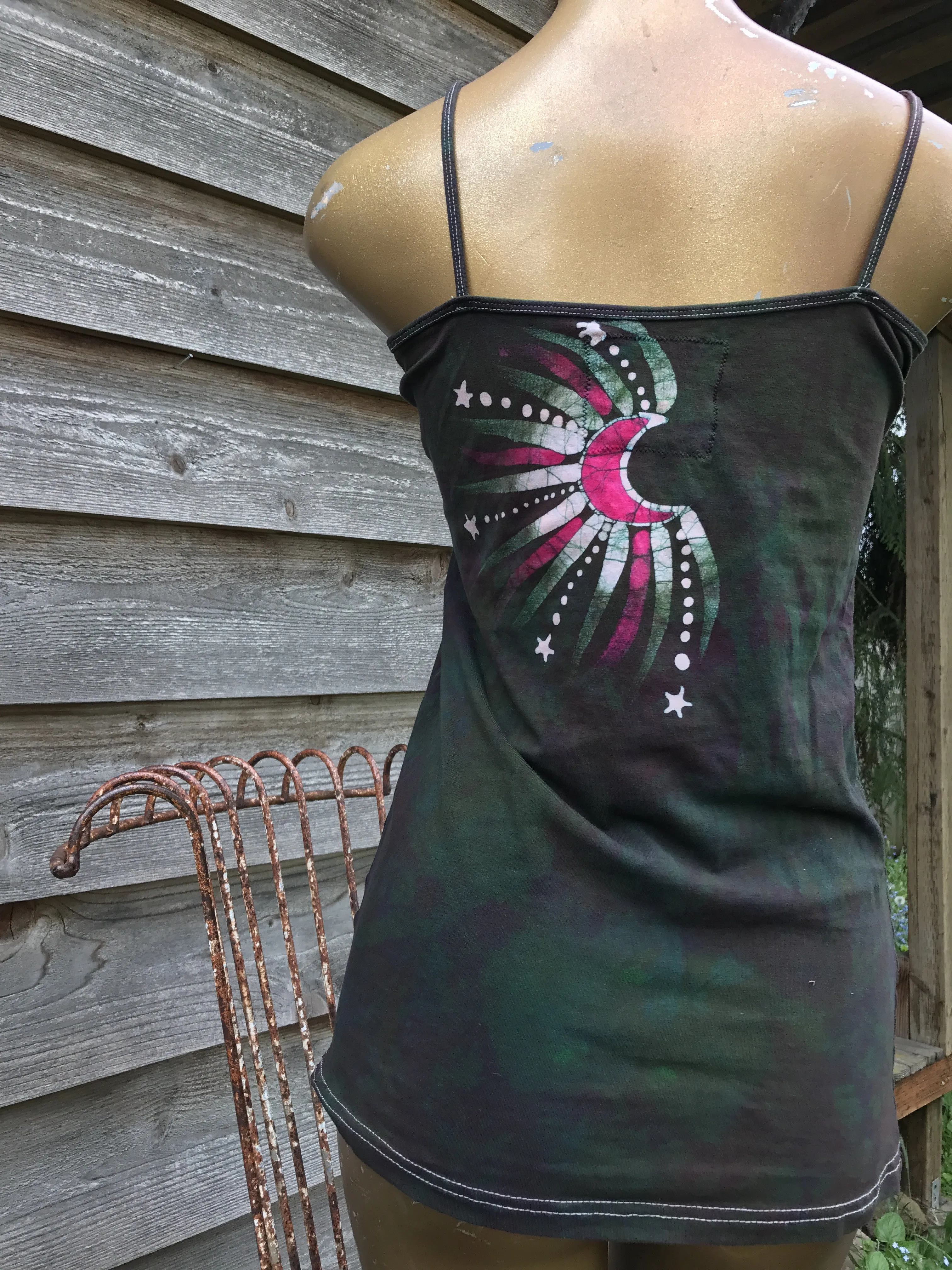 Tourmaline Temptation Moon and Star Stretchy Long Batik Camisole