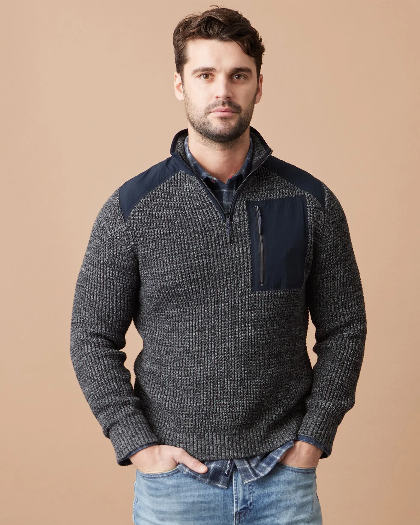 VENTURA MIXED MEDIA 1/4-ZIP SWEATER