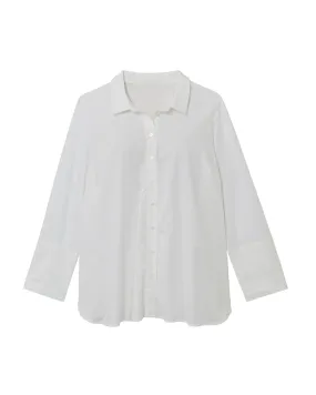 Veronica Mixed Media Button Down | White