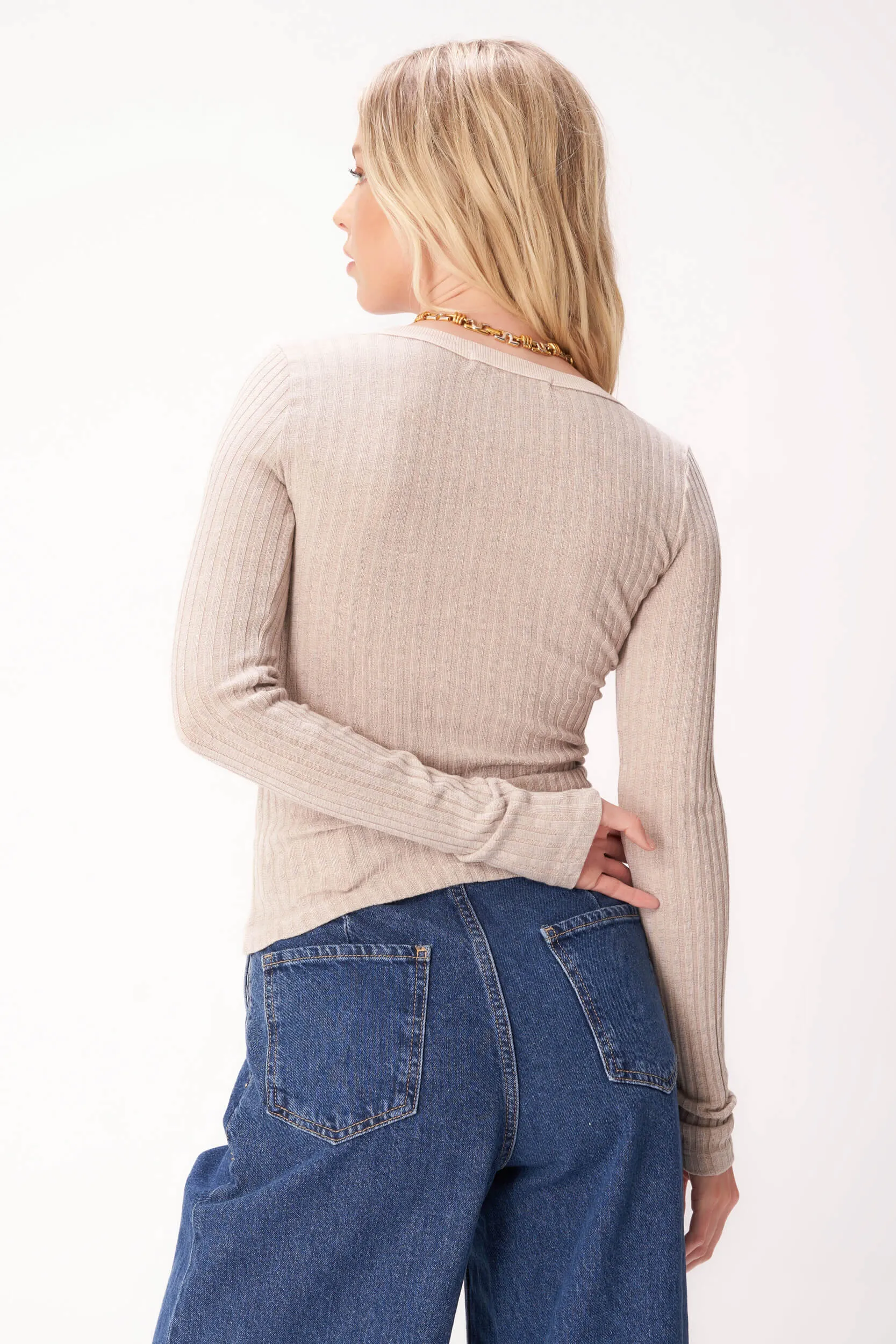 What's The Scoop Washed Rib Long Sleeve - MW Ginger Root