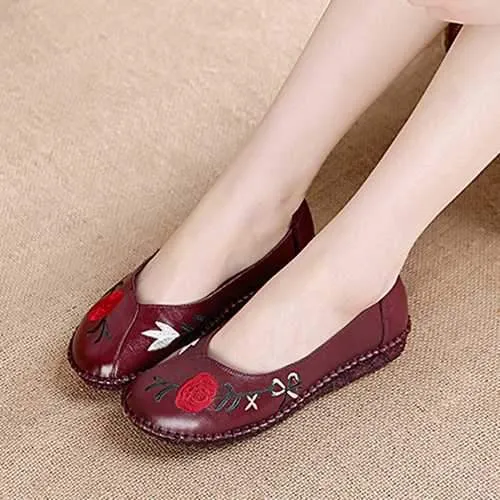 Women Handmade Leather Flat Loafers