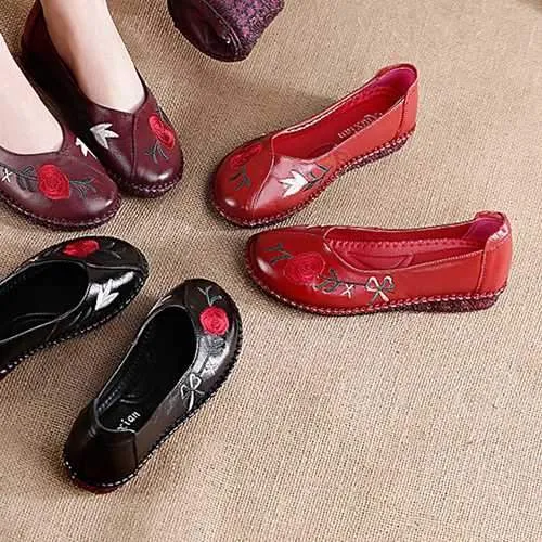 Women Handmade Leather Flat Loafers