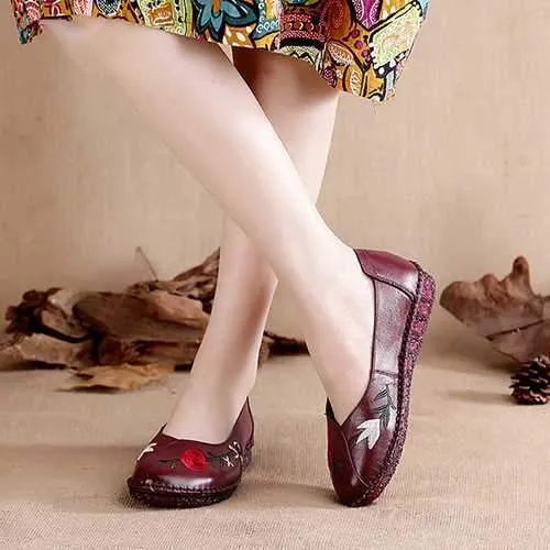 Women Handmade Leather Flat Loafers