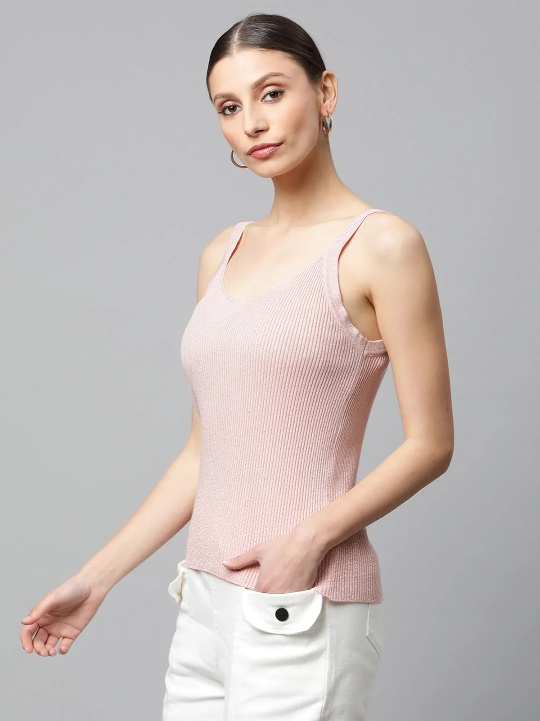 Women Shimmery Slim Fit Camisole Top