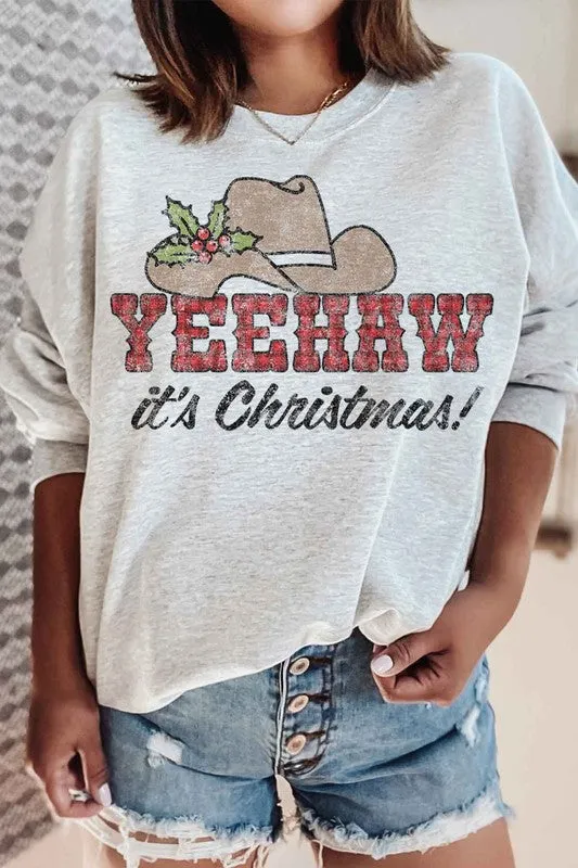 Yeehaw Country Christmas Graphic Sweatshirt